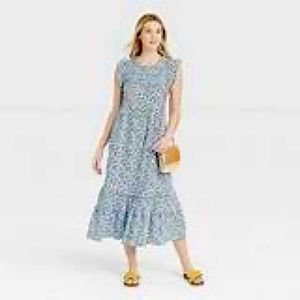 💙💙🌟SOLD🌟❌Universal Thread/ Blue Floral Ankle Length Dress